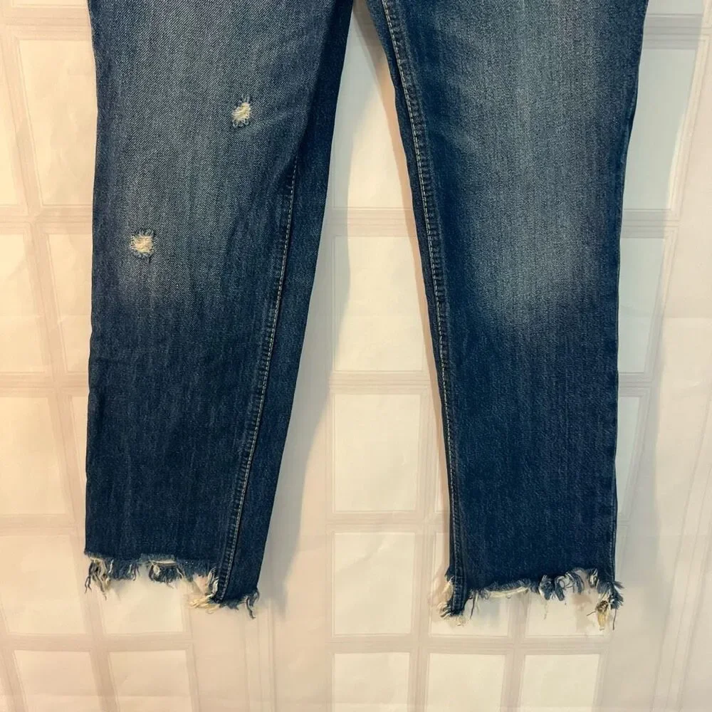 FREE PEOPLE STRAIGHT UP BAGGY MEDIUM WASH HIGH RISE JEANS size 25